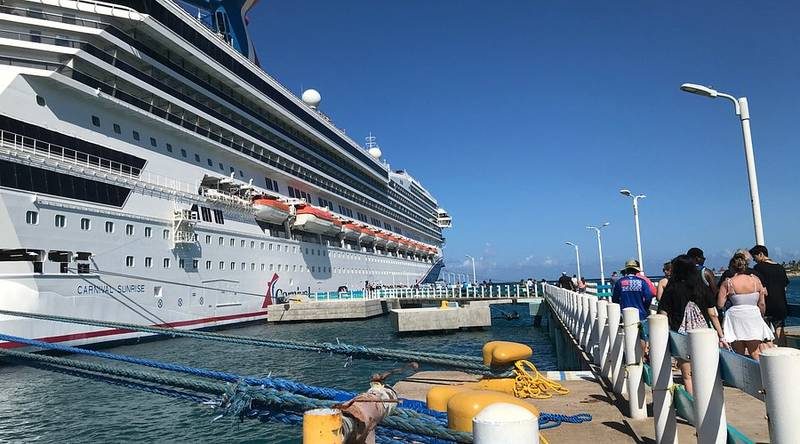 A cruise ship docked at Ocho Rios