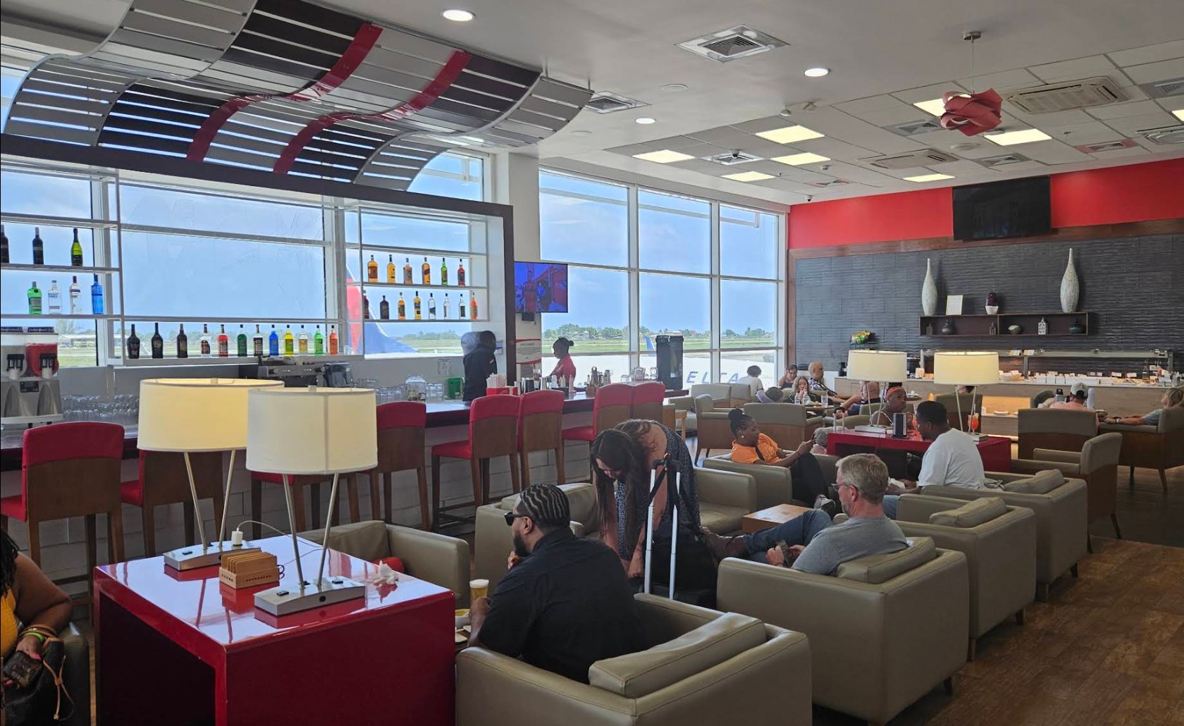 A lounge at Club MoBay, Sangster International