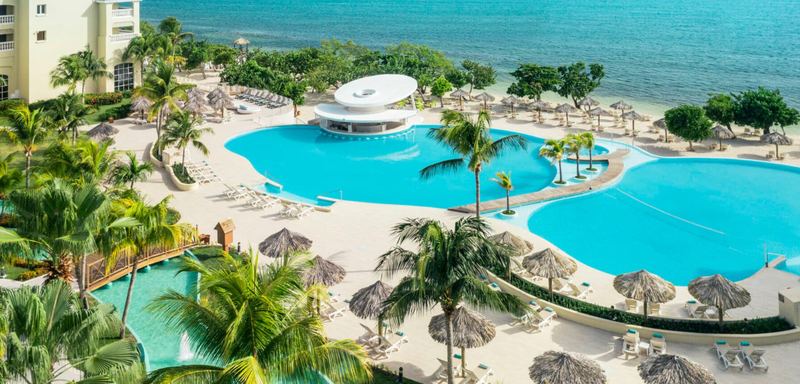 The pools at Iberostar Waves Rose Hall from above