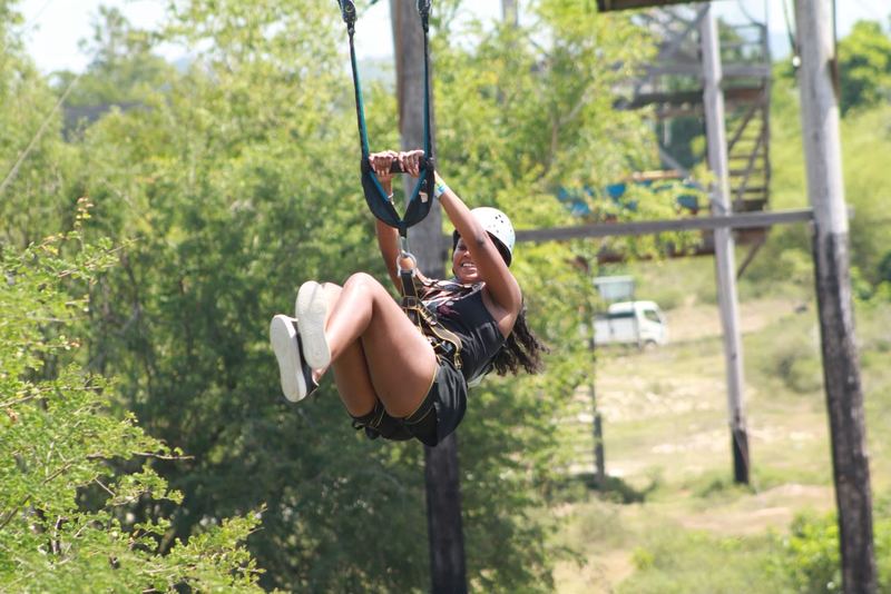 Riding the zipline at JamWest