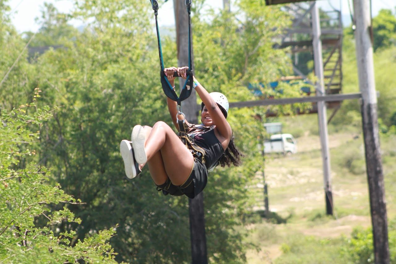 A rider on the JamWest zipline