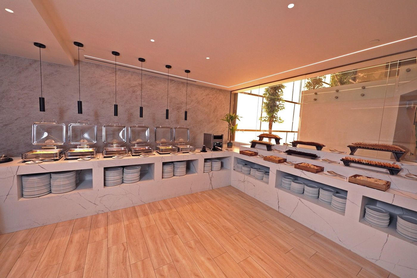 The breakfast buffet