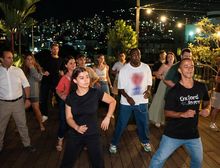 Salsa class on a rooftop