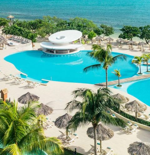 The pools at a north coast resort from above, Jamaica